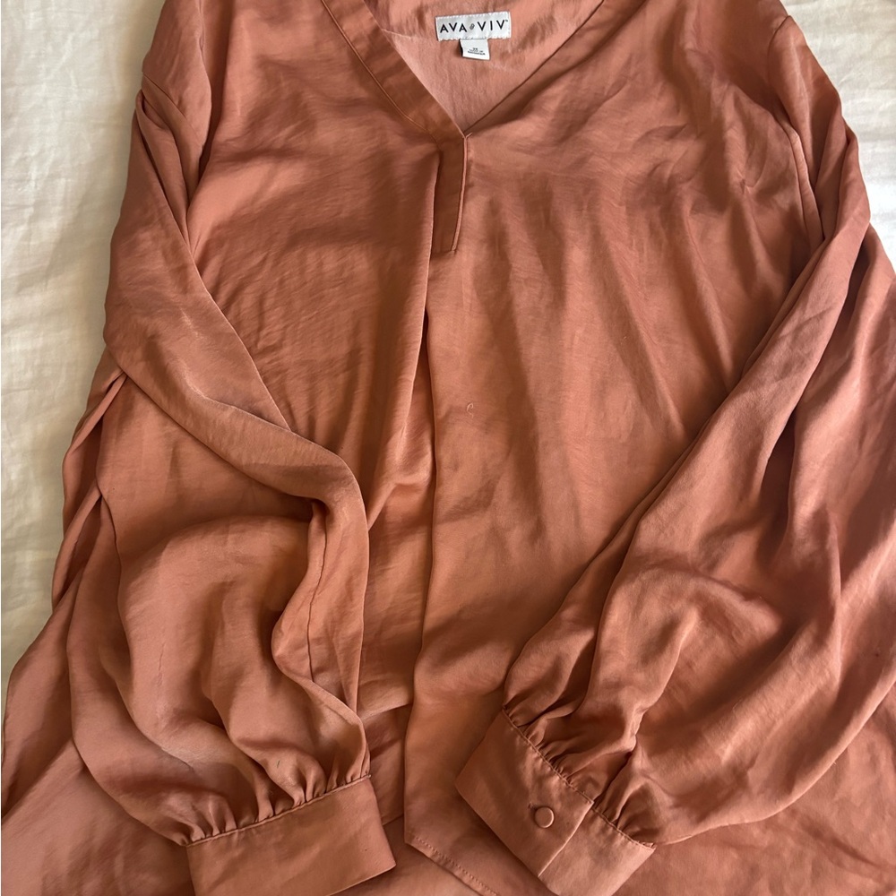Ava & Viv Women's Terracotta Blouse